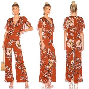 NWT Tularosa Revolve Alexis Jumper Jumpsuit Dalia Orange Floral Print L